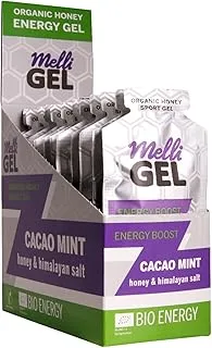 MelliGel Energy Gel Organic Honey Cacao Mint 32 g, Informed Sports Tested Box of 12