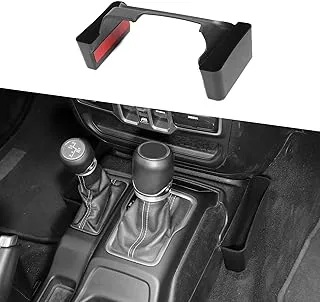 صندوق تخزين JWWY Gear Shift متوافق مع 2018-2023+Jeep Wrangler JL JLU & Gladiator JT، صينية منظمة لملحقات Jeep Wrangler باللون الأسود (بطانة من الألياف المضادة للانزلاق) (NBXR)