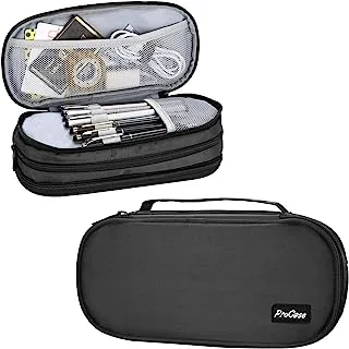 ProCase Big Capacity Pencil Case Pen Bag, Handheld Pencil Holder Pouch Pen Organizer Students Stationery Pouch with Durable Zipper Multi Compartments for School & Office Supplies –Black