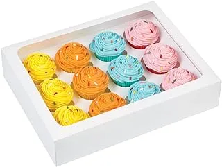 Wilton 23 x 19 x 5cm (9.2 x 7.5 x 2-Inch) 12 Hole Mini Cupcake Box with Window, Three Pack - White