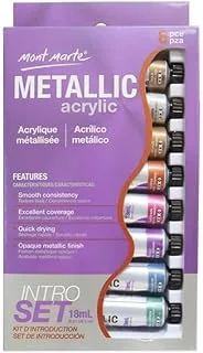 Mont Marte Metallic Acrylic Intro Paint 8-Piece Set 18 ml