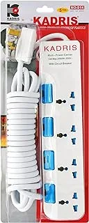 Kadris 814 Heavy Duty Power Strips Extension Cord with 4 Way Outlets and Individual Switches, 5 Meter Length, White