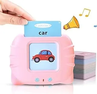 COOLBABY Bilingual Talking Flash Cards Learning Toys Arabic and English Letters Speech Therapy Word Game Toy Early Education Teaching 112 Pcs Cards 224 Words Machine, Pink