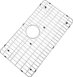 شبكة حوض المطبخ وحاميات الحوض من مونسينتا، شبكات حوض من الفولاذ المقاوم للصدأ لأسفل حوض المطبخ، 26 بوصة × 14 بوصة مع تصريف خلفي لوعاء حوض واحد