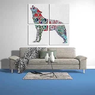 Wolf In Colors, Canvas wall art, Multicolour, Canvas, 4 Pieces, 40 x 40 By(BPA®)