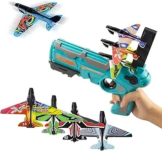 GKDOMS Airplane Toy Bubble Catapult Shooting Games One-Click Ejection Model Plane Launcher Toy Flying Toys with Foam Glider Airplane Indoor Outdoor Toys Birthday Gifts for Boys Girls Toddlers Kids