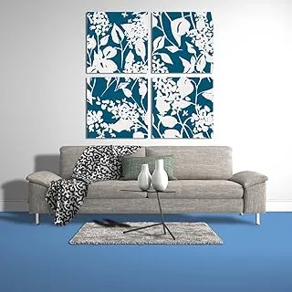 Whit On Turquaze, Canvas wall art, Blue, Canvas, 4 Pieces, 40 x 40 By(BPA®)