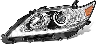 DNA MOTORING Left OE Style Projector Headlight Compatible with 13-15 Lexus ES300H ES350, Chrome/Clear Lens/Amber Corner,OEM-HL-0166-L