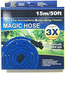 HYLAN Magic Hose With Spray Nozzles, Expandable hose Expandable Garden Hose,Water Hose, Hose Kit, Spray Gun Nozzle, Watering Kit, Blue Magic hose (Size : 15m)