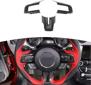 RT-TCZ Carbon Fiber Steering Wheel Decoration Interior Trim Kit Accessories for 2015-2022 Ford Mustang