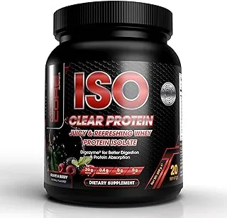 Muscle Core ISO Clear Whey Protein Isolate with Digezyme Digestive Enzymes I 20 Grams Protein, 5.5 Grams BCAA I Maximum Muscle Support & Recovery I Grape & Berry Flavour I 500 Grams (20 Servings)