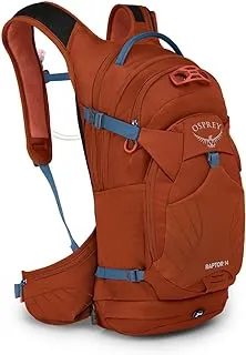 حقيبة ظهر Osprey Raptor 14L للرجال لركوب الدراجات مع خزان هيدروليكي، برتقالي Firestarter، مقاس واحد