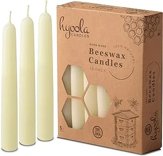 Hyoola Beeswax Candles 12 Pack - Handmade, All Natural, 100% Pure Scented Bee Wax Candle 5-hour White 11275