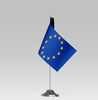 علم طاولة مدمج BPA® EUROPEAN UNION EU FLAG مع حامل ديكور مكتبي أنيق (21x10 سم)