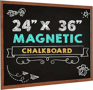 BPA® Wood Framed Chalkboard - Large Premium Magnetic 36 x 24 Rustic Chalk Board, pine and black