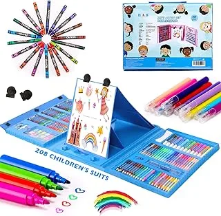 H & B Kids Art Supplies 208-Piece for Painting & Drawing, Art Set Case, Portable Art Box, Oil Pastels, Crayons, Colored Pencils, Markers, Great Gift for Kids 3-12, Girls, Boys, Teens, Beginners,