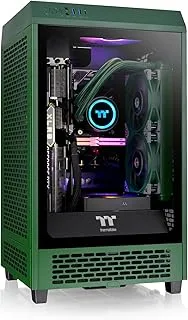 حقيبة الكمبيوتر الصغيرة Thermaltake The Tower 200، SPCC + مادة زجاجية مقواة، تدعم مشعاع يصل إلى 280 مم، تدعم ما يصل إلى 4 مراوح، فلتر غبار قابل للإزالة - أخضر السباق