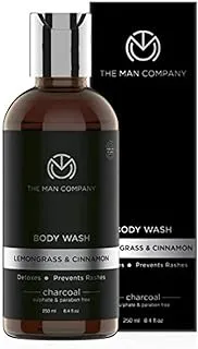 The Man Company Activated Charcoal Body Wash for Men with Lemongrass, Cinnamon, & other Essential Oils, No Sulphate & Paraben - 250ml