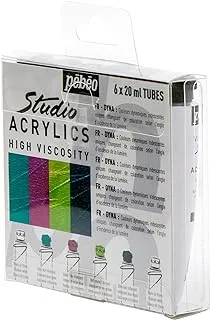 Pébéo - Studio Acrylics Acrylic Paint Set - 6 Tubes of Dyna Acrylic Paints - Dynamic Iridescent Colours that Change in the Light - Dyna Effect - Fine Acrylic Colours for Acrylic Painting - 6 x 20 ml