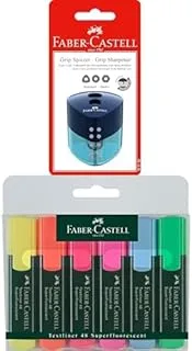 Faber-Castell Sharpener Double Hole Assorted + Classic Highlighter Wallet Of 6