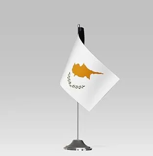 BPA® CYPRUS FLAG Compact Table Flag with Stand Elegant Desk Decor (23x10cm)