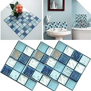 60 PCS Mosaic Wall Tile Stickers, DIY Self Adhesive Waterproof Sticky Wallpaper, Kitchen Bathroom Tile Wall Art Decals Home Decoration 10 x 10 cm (008)