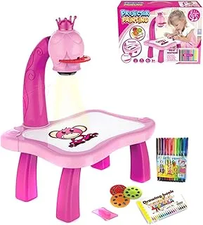 Dheera Child Learning Desk with Smart Projector, Trace and Draw Projector Toy with Light Music, Convenient Fun Projector Table for Kids (Pink)