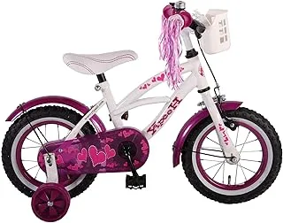 Yipeeh Girl Cruiser Heart Bicycle, White, Purple