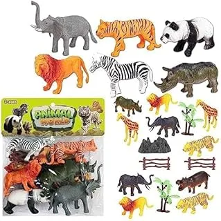 Fitto Realistic Animal Figures Toy Playset 26 Pieces Plastic Wild Animals Including Elephant, Tiger, Hippo, and Much More