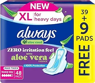 Always Aloe Cool Pads for Heavy Days, 48 XL Maxi Thick Pads