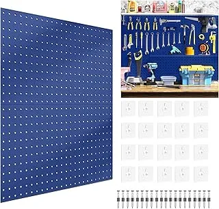 DEMEDO Pegboard، لوح Pegboard، منظم حائط Pegboard مع خطافات ذاتية اللصق، بدون حفر على الحائط، ألواح ربط للجدران، سهلة التركيب، لوحة بيجبورد معدنية لورشة عمل المطبخ في غرفة الحرف اليدوية