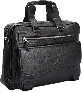 Bond Leather Handbag Style Laptop Bag with Adjustable + Removable Strap, Travel Office Bag and Business Briefcase, Document Holder, Black