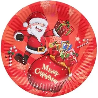 Christmas Santa Brings Gifts Prints Disposable Paper Plate 10pc Set 9inch Size