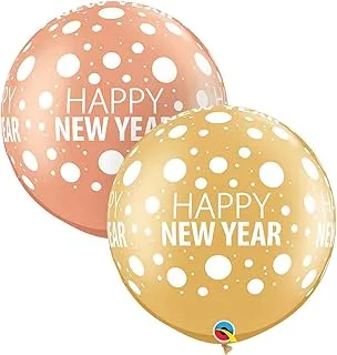 Happy New Year Rose Gold & Gold 3ft Latex Balloons 2pk