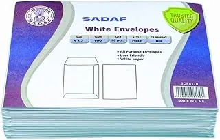 Sadaf 100gsm Pocket Style Envelopes Set 50-Pieces, 4 cm x 3 cm Size, White