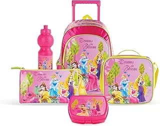 Disney Princess Dreams In Bloom 5in1 Trolley School Bag Set | Kids Backpack Gift | Water Resistant,Box set 18