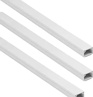 Biella 90Cm Square Cable Box Self Adhesive Pvc Trunking White Wall Cord Cover Concealer On-Wall Wire Paintable Management Raceway To Hide Wires - (Pack of 3 (10MM X 10MM))