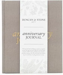 Anniversary Journal by Duncan & Stone - Taupe | Wedding Journal Book For Couples | Marriage Scrapbook Gift | Memory Gifts for Couples | Keepsake for Anniversaries