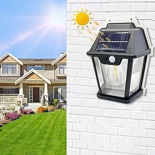 Outdoor Solar Warm Light Wall Lamp, Wireless Dusk to Dawn Motion Sensor LED Sconce Lights IP65 Waterproof.