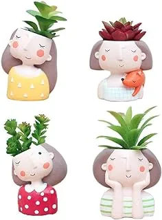 Youfui Girls Plant Pot Flowerpot Resin Succulent Planter Desk Mini Ornament (4pcs Girls Combination)