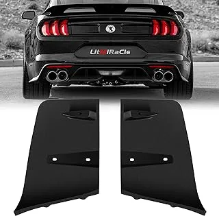 LitMiRaCle Rear Bumper Diffuser Valance Aero Foil Kit for 2018 2019 2020 2021 2022 2023 Ford Mustang GT Accessories, Black,2PCS