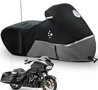 LI LIBZAKI Motorcycle Cover Storage for Touring Models Harley Davidson Road King,Road Glide,Street Glide, Electra Glide,Heritage Classic,Low Rider-ST,and Most Motorcycles Gray