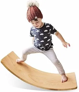 COOLBABY Wooden Swing Balance Board Natural Wood 32 Inch Swing Board Open Learning Toy For Kids Yoga Curve Board For Adult Classroom And Office