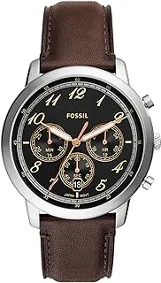 Fossil Men's Neutra Arabic Chronograph Stainless Steel Watch, Color: Silver/Brown/Black Arabic (Model: FS6024)