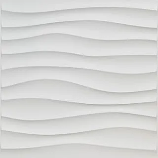 Art3d Plastic 3D Wall Panel PVC Wave Wall Design, White, 19.7