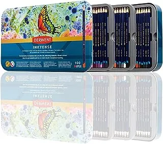 Derwent Inktense Pencils Art Set, 100 Permanent Watercolour Pencils Set in Tin, Premium Coloured Pencils for Adults, Water-Soluble Indelible Pencil Collection, 4mm Core, Professional Quality (2306130)