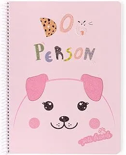 Ambar 80 Sheets 70 GSM Pet Person Girl Spiral Note Book, A4 Size, Pink