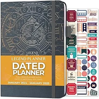 Legend Planner Jan 2023‚ Jan 2024 Dated Weekly & Monthly Planner to Hit Your Goals, Increase Productivity & Live Happier, A5 Hardcover - Mystic Grey