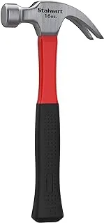 Fiberglass Claw Hammer With Comfort Grip Handle And Curved Rip Claw, Red