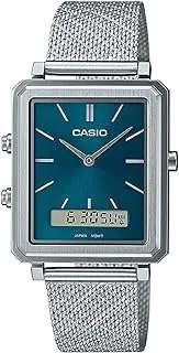 Casio Men's Watch - MTP-B205M-3EDF green Dial, Silver Band